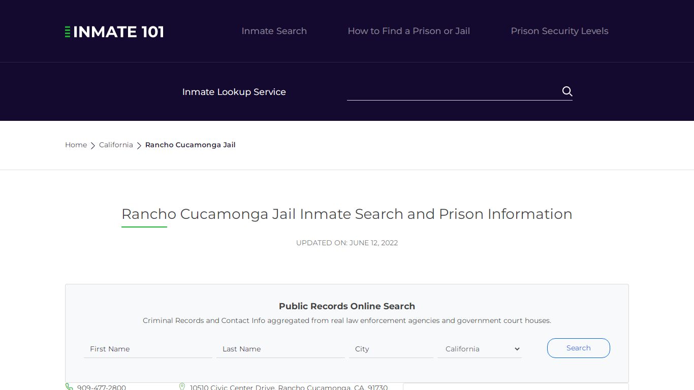 Rancho Cucamonga Jail Inmate Search, Visitation, Phone no ...